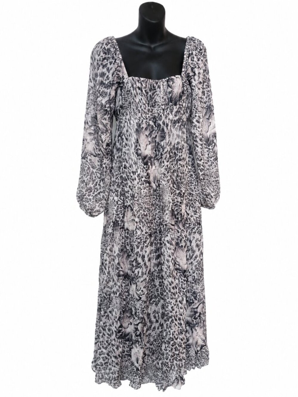 ALLSAINTS Grey & Black Animal Print Dress – Size UK 4 / US 0 / EU 32
